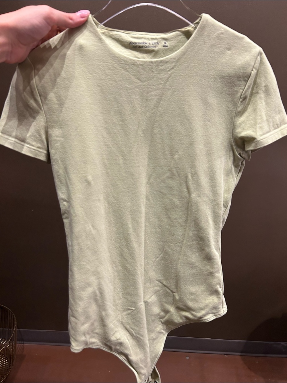 Abercrombie & Fitch Light Green Short-Sleeve Crewneck Bodysuit M